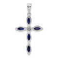 Sterling Silver Natural Sapphire and Diamond Pendant by Fine Color Jewels