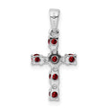 Sterling Silver Natural Garnet and Diamond Cross Pendant by Fine Color Jewels