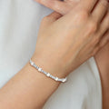 Round White Created Opal & CZ Prong Sterling Silver Adjustable Bolo Bracelet by Fine Color Jewels