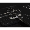 Round White Created Opal & CZ Halo Prong Sterling Silver Adjustable Bolo Bracelet by Fine Color Jewels