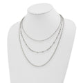 Round Beaded Sterling Silver Rhodium-Plated Layered Necklace by Fine Color Jewels