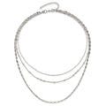 Round Beaded Sterling Silver Rhodium-Plated Layered Necklace by Fine Color Jewels
