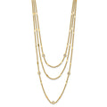 Round White Cubic Zirconia Sterling Silver Gold-Tone Layered Cable Chain Necklace by Fine Color Jewels
