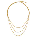 Round White Cubic Zirconia Sterling Silver Gold-Tone Layered Cable Chain Necklace by Fine Color Jewels
