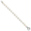 Round White Shell Pearl Rhodium-Plated Clasp Sterling Silver Hand-Knotted Fancy Bracelet by Fine Color Jewels