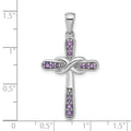 Sterling Silver Rhodium-plated Amethyst Infinity Cross Pendant by Fine Color Jewels