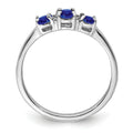 0.85 Ct Oval Blue Sapphire & Diamond Prong Rhodium-Plated Sterling Silver Three Stone Ring by Fine Color Jewels