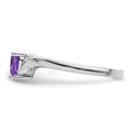 0.41 Ct Heart Purple Amethyst and White Diamond Prong Silver Promise Ring by Fine Color Jewels