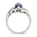 Marquise Blue Lab Created Sapphire Prong Sterling Silver Bypass Statement Ring by Fine Color Jewels