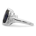 Marquise Blue Lab Created Sapphire Prong Sterling Silver Bypass Statement Ring by Fine Color Jewels