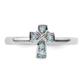 Natural Aquamarine Silver Stackable Cross Ring by Fine Color Jewels