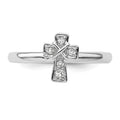 Natural White Topaz Silver Stackable Cross Ring by Fine Color Jewels