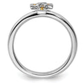 Silver Natural Yellow Citrine Stackable Cross Ring by Fine Color Jewels