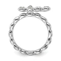 Silver Stackable Natural Aquamarine Cross Ring by Fine Color Jewels