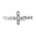 Silver Stackable Natural Aquamarine Cross Ring by Fine Color Jewels
