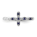 Silver Stackable Created Blue Sapphire Cross Ring by Fine Color Jewels