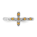 0.08 Ct Round Yellow Citrine Prong Silver Stackable Cross Ring by Fine Color Jewels