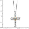 Sterling Silver London Blue Topaz Cross Extension Necklace by Fine Color Jewels