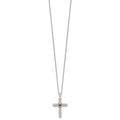 Sterling Silver Natural Garnet Cross Extension Necklace by Fine Color Jewels