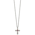 Purple Natural Amethyst Silver Cross Necklace by Fine Color Jewels