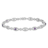 0.35 Ct Round Purple Amethyst & Diamond Prong Sterling Silver Evil Eye Link Bracelet