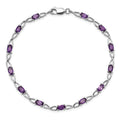 2.73 Ct Oval Purple Amethyst Prong Sterling Silver Infinity Link Bracelet by Fine Color Jewels