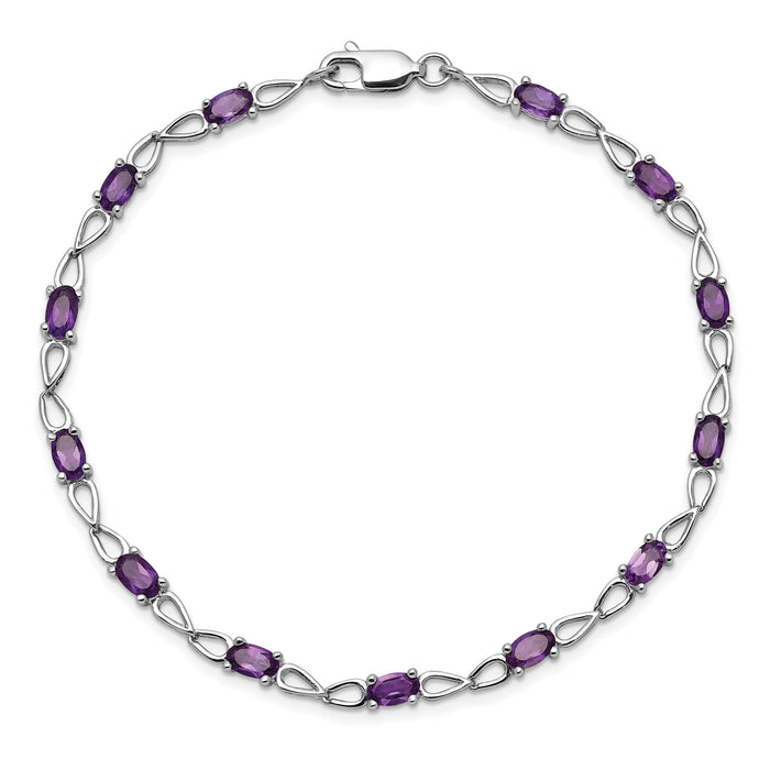 2.73 Ct Oval Purple Amethyst Prong Sterling Silver Infinity Link Bracelet by Fine Color Jewels