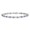 0.13 Ct Pear Violet Tanzanite & Diamond Prong Sterling Silver Link Bracelet