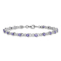 0.13 Ct Pear Violet Tanzanite & Diamond Prong Sterling Silver Link Bracelet by Fine Color Jewels