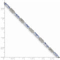 0.10 Ct Round Violet Tanzanite & Diamond Prong Sterling Silver Bar Link Bracelet by Fine Color Jewels