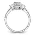Emerald-Cut White Lab-Grown Diamond Prong 14K White Gold Three Stone Ring by Fine Color Jewels