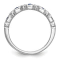 Princess Blue Sapphire Diamond Prong 14K White Gold Half Eternity Band Ring by Fine Color Jewels