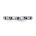 Princess Blue Sapphire Diamond Prong 14K White Gold Half Eternity Band Ring by Fine Color Jewels