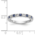 Princess Blue Sapphire Diamond Prong 14K White Gold Half Eternity Band Ring by Fine Color Jewels