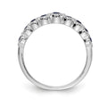 0.86 Ct Round Blue Sapphire & Diamond Prong 14K White Gold Eternity Halo Ring by Fine Color Jewels