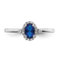0.63 Ct Oval Blue Sapphire & Diamond Prong 14K White Gold Halo Ring by Fine Color Jewels