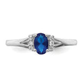 0.56 Ct Oval Blue Sapphire & Diamond Prong 14K White Gold Split Shank Ring by Fine Color Jewels