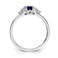 0.68 Ct Emerald Cut Blue Sapphire & Diamond Prong 14K White Gold Cluster Ring by Fine Color Jewels