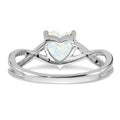 14k White Gold Created Opal and Diamond Pave Heart Ring by Fine Color Jewels