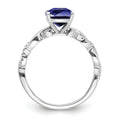 1.96 Ct Cushion Blue Created Sapphire & Diamond Prong Silver Infinity Twisted Ring by Fine Color Jewels