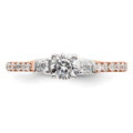 10k Rose Gold Lab Diamond Three Stone Pave Engagement Ring 3/4 carat by Fine Color Jewels