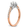 10k Rose Gold Lab Diamond Three Stone Pave Engagement Ring 3/4 carat by Fine Color Jewels