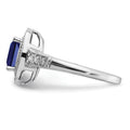 1.31 Ct Cushion Blue Lab Created Sapphire and Diamond Prong 14K White Gold Halo Ring by Fine Color Jewels