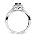 0.74 Ct Pear Blue Created Sapphire & Diamond Prong 14K White Gold Twisted Halo Ring by Fine Color Jewels