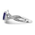 0.74 Ct Pear Blue Created Sapphire & Diamond Prong 14K White Gold Twisted Halo Ring by Fine Color Jewels
