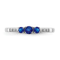0.34 Ct Round Blue Sapphire and Diamond Prong 14k White Gold Three stone Ring by Fine Color Jewels