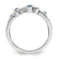 0.27 Ct Round Blue Sapphire Diamond White Gold Bezel Set Criss Cross Band Ring by Fine Color Jewels