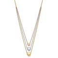 Tri-color Three Hearts 14K Gold Layered Cable Chain Necklace by Fine Color Jewels