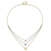 Tri-color Three Hearts 14K Gold Layered Cable Chain Necklace