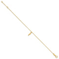 14K Yellow Gold Single Italian Horn Dangle with Spring Ring Clasp Charm Bracelet by Fine Color Jewels